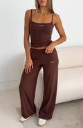 White Fox Core Strengths Wide Leg Pants Chocolate