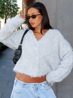 White Fox Cozy Vibes Knit Cardigan Grey Marle