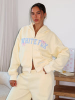 White Fox Daydreamers Madeline Boxy Zip Front Hoodie Lemon