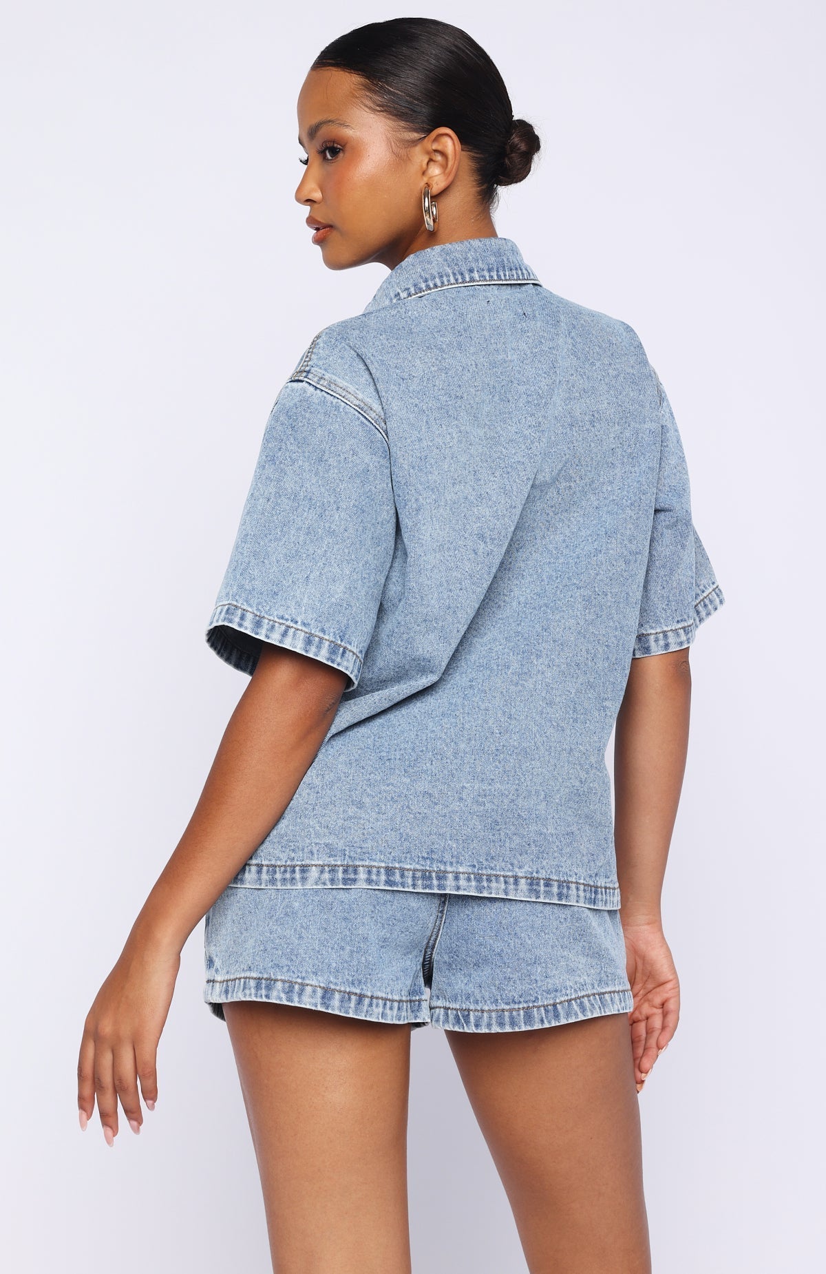 White Fox Denim Daydream Shorts Mid Blue