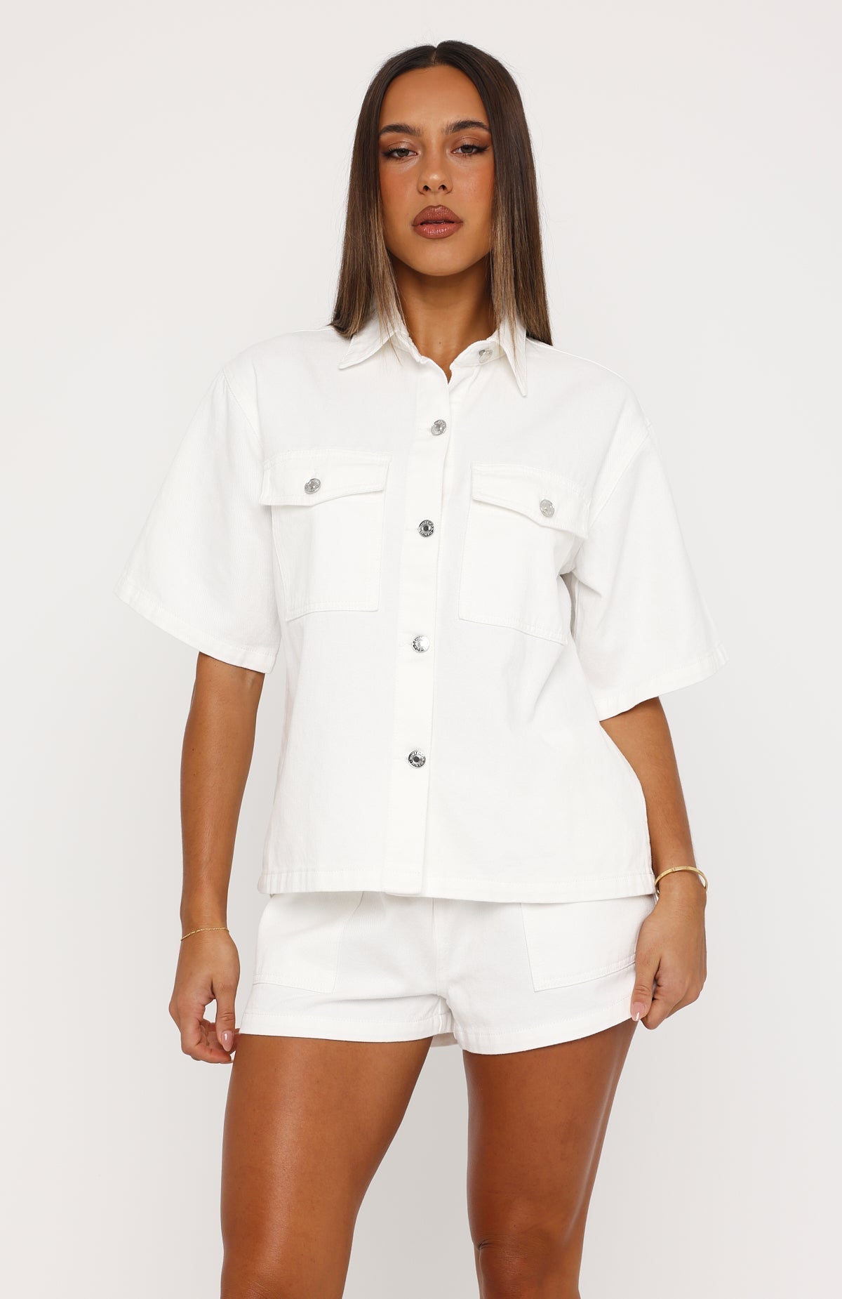 White Fox Denim Daydream Button Up Shirt White