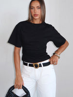 White Fox Destination Unknown Cinched Waist Boxy Tee Black