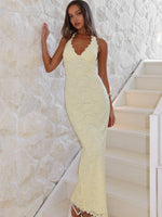White Fox Destiny Lace Maxi Dress Lemon