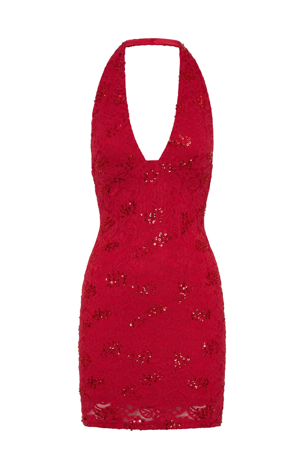 White Fox Disco Damage Lace Mini Dress Red