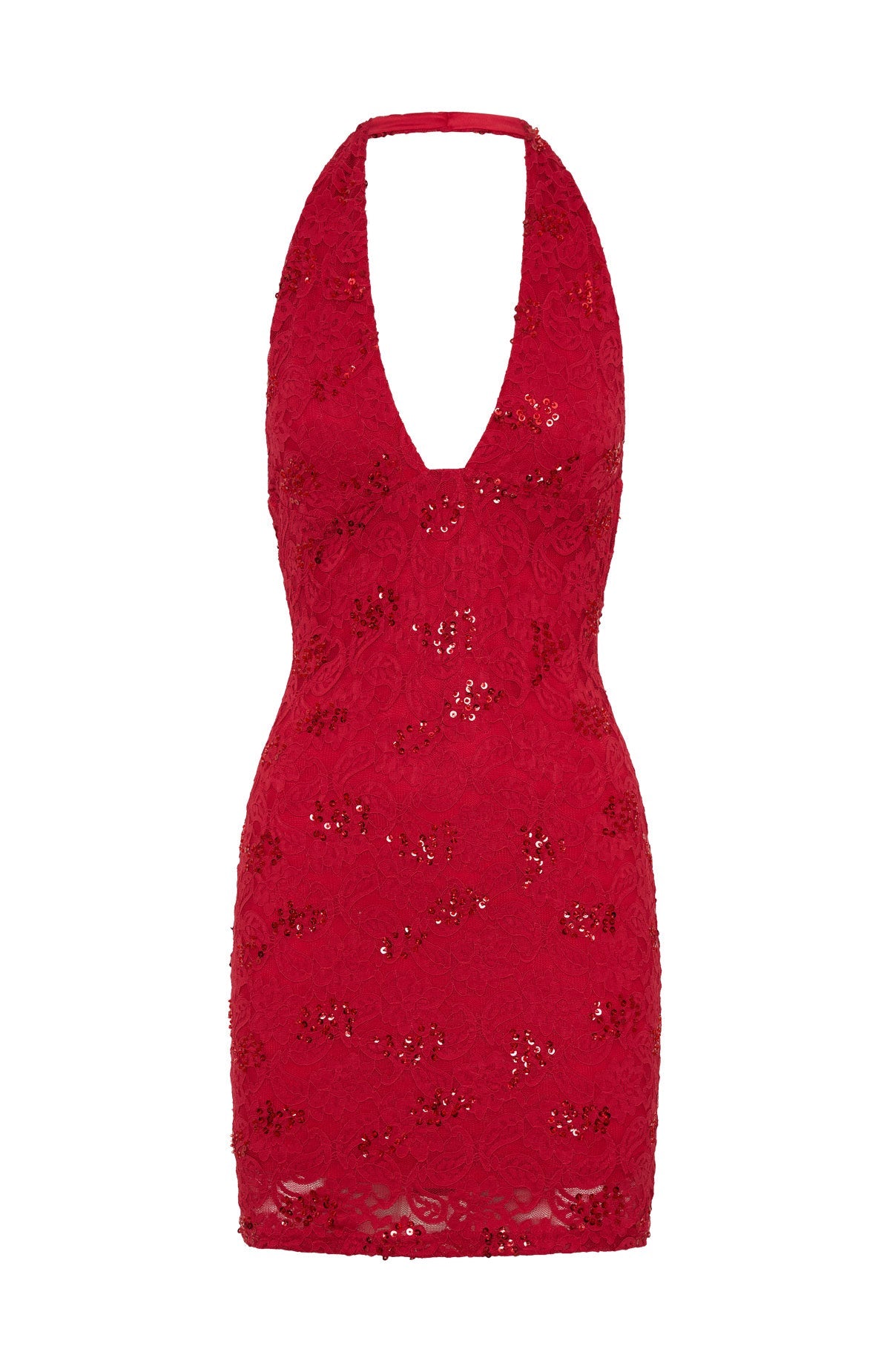 White Fox Disco Damage Lace Mini Dress Red
