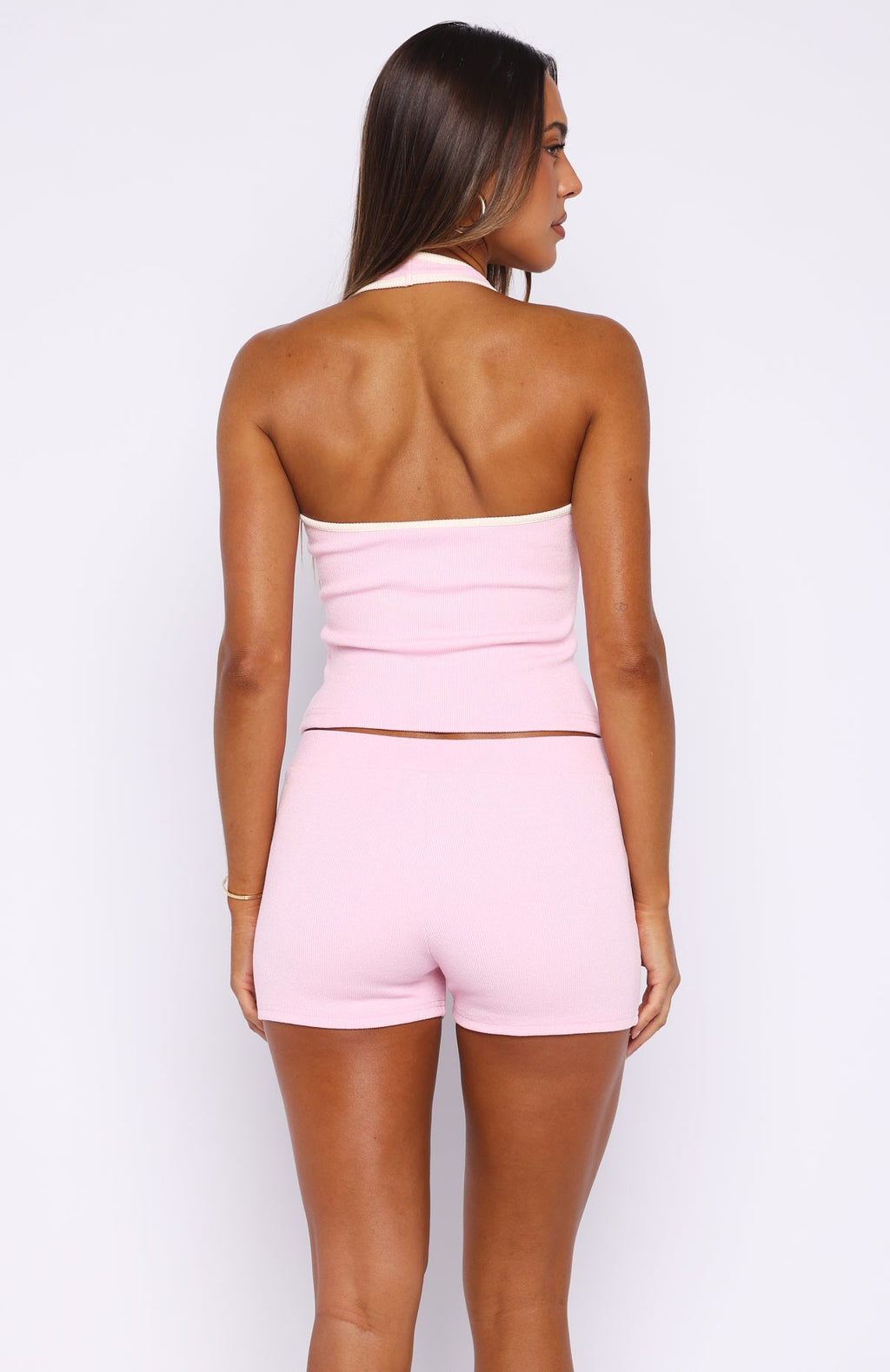 White Fox Doing My Best Ribbed Bike Shorts Pink