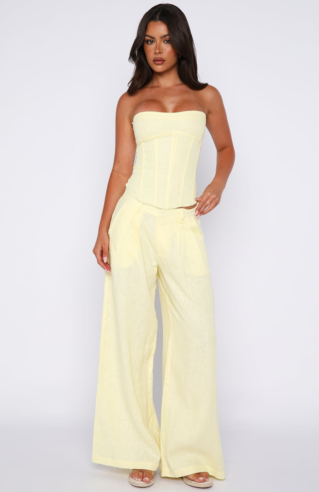 White Fox Downtown Pulse Strapless Bustier Lemon