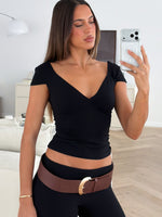 White Fox Elevated Babe Short Sleeve Top Black