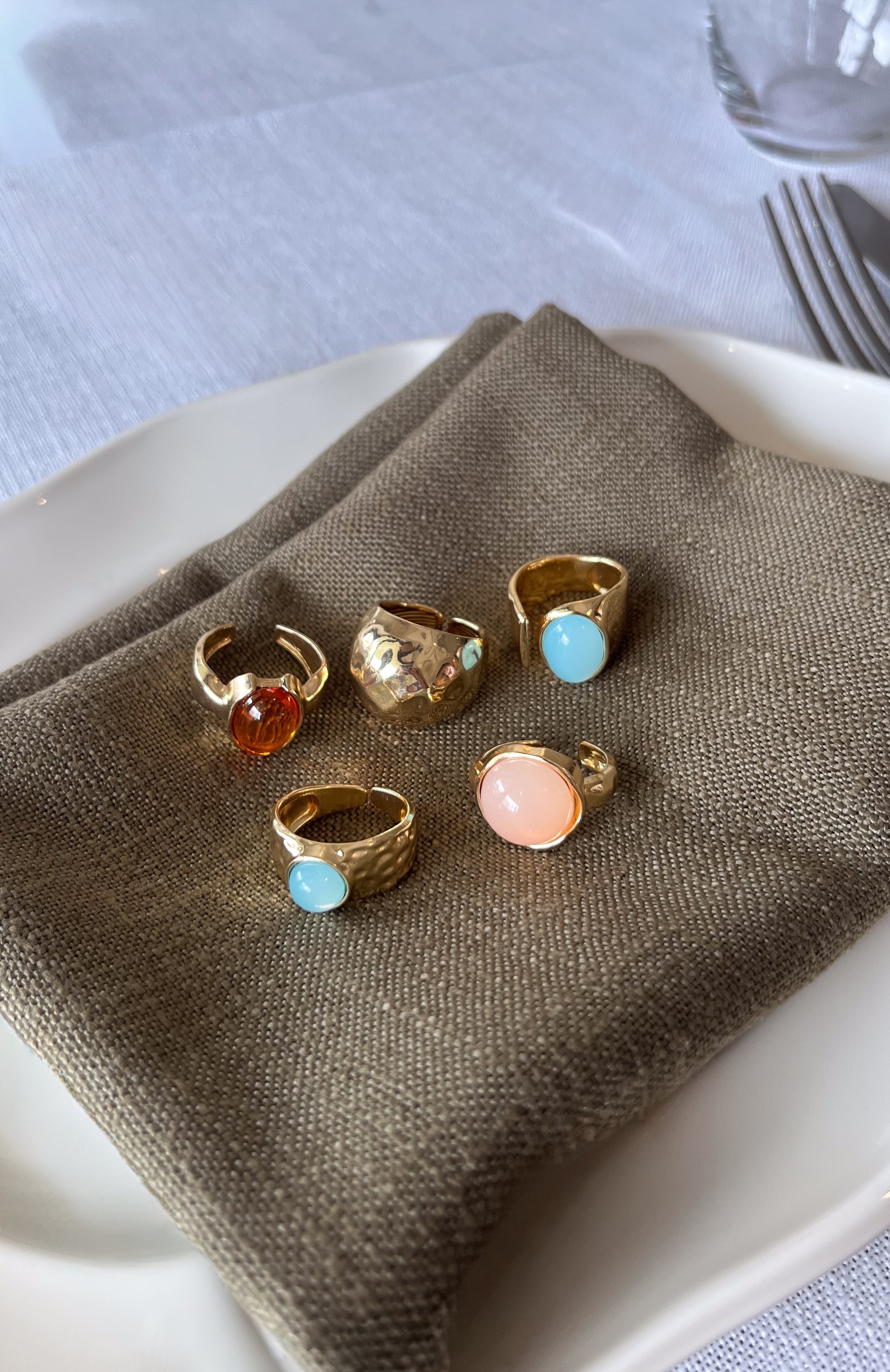 White Fox Emely Ring Set Gold/Multi