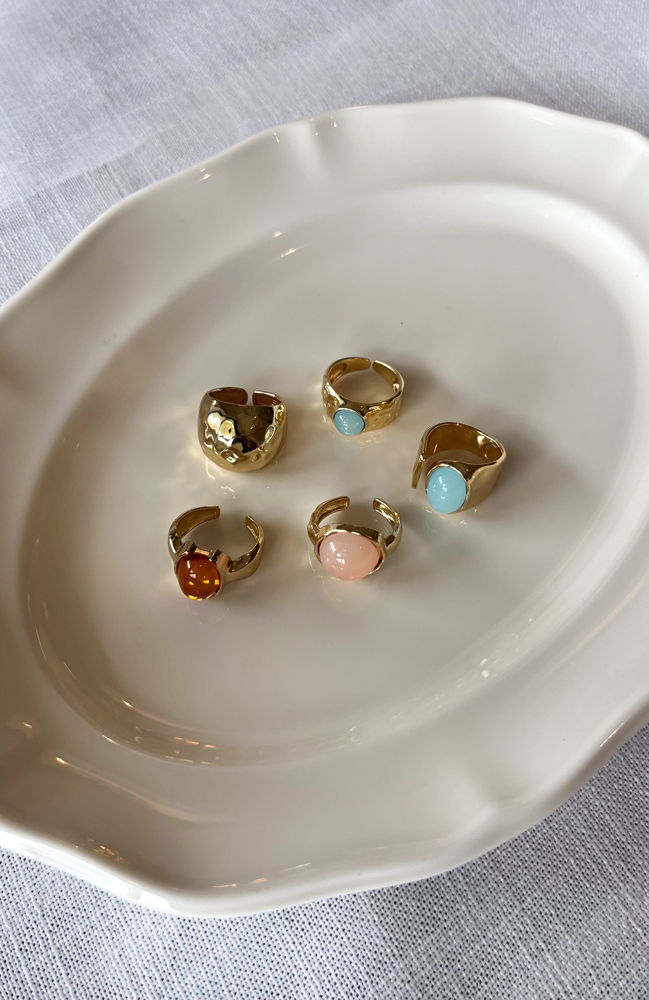 White Fox Emely Ring Set Gold/Multi