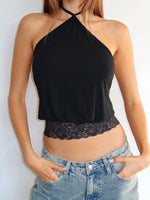 White Fox Endless Moment Cinched Waist Halter Top Black