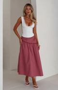 White Fox Feeling Groovy Maxi Skirt Red Gingham