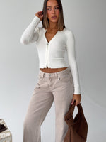 White Fox Fine Wine Long Sleeve Knit Top Off White