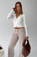 White Fox Fine Wine Long Sleeve Knit Top Off White