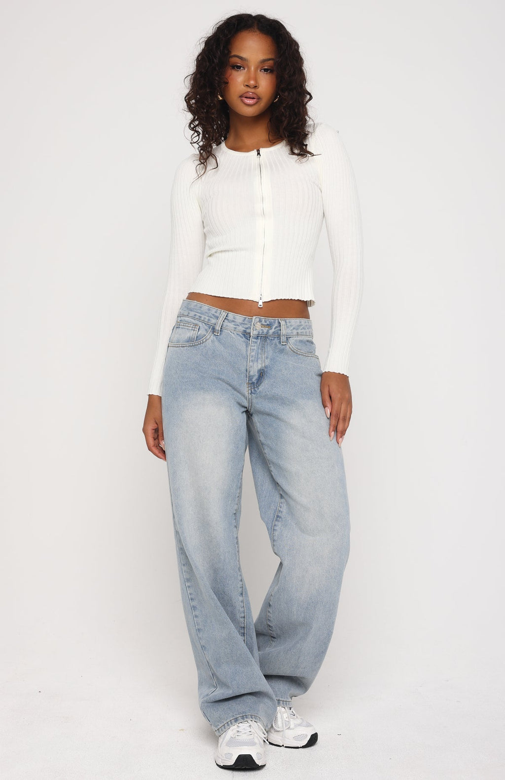 White Fox Fine Wine Long Sleeve Knit Top Off White