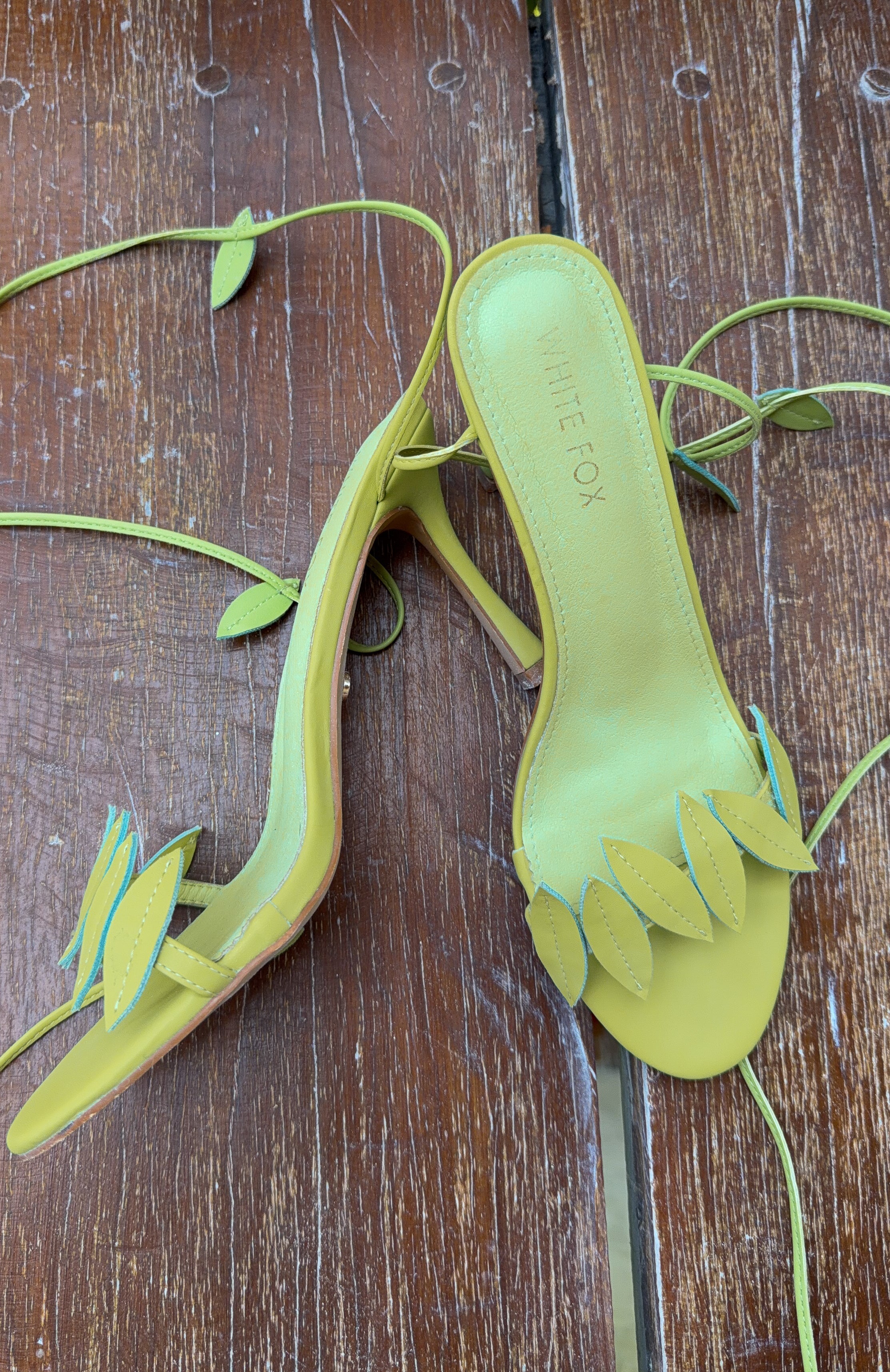 White Fox Fritz Wrap Heels Lime PU