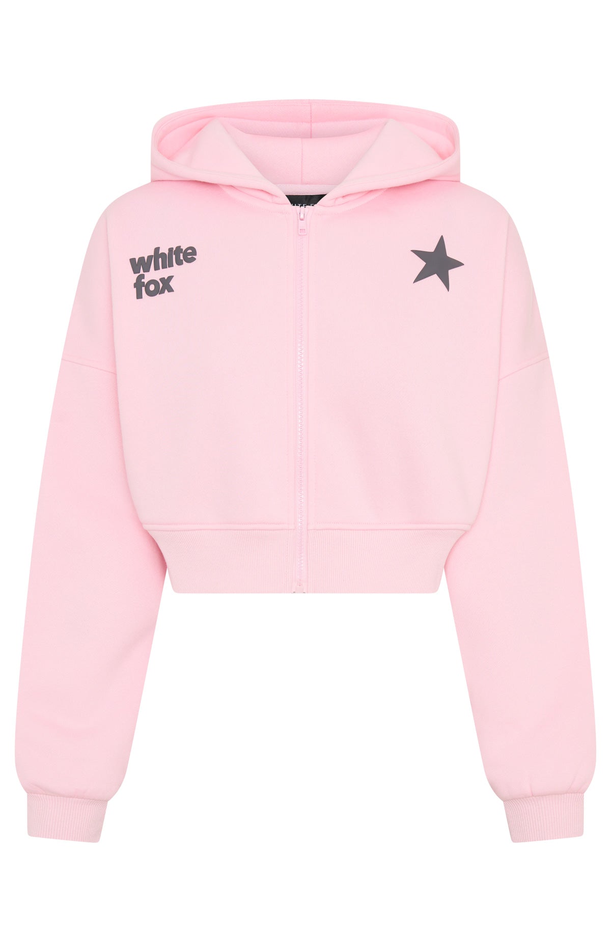 White Fox From The Archives Charli Cropped Zip Front Hoodie Pink