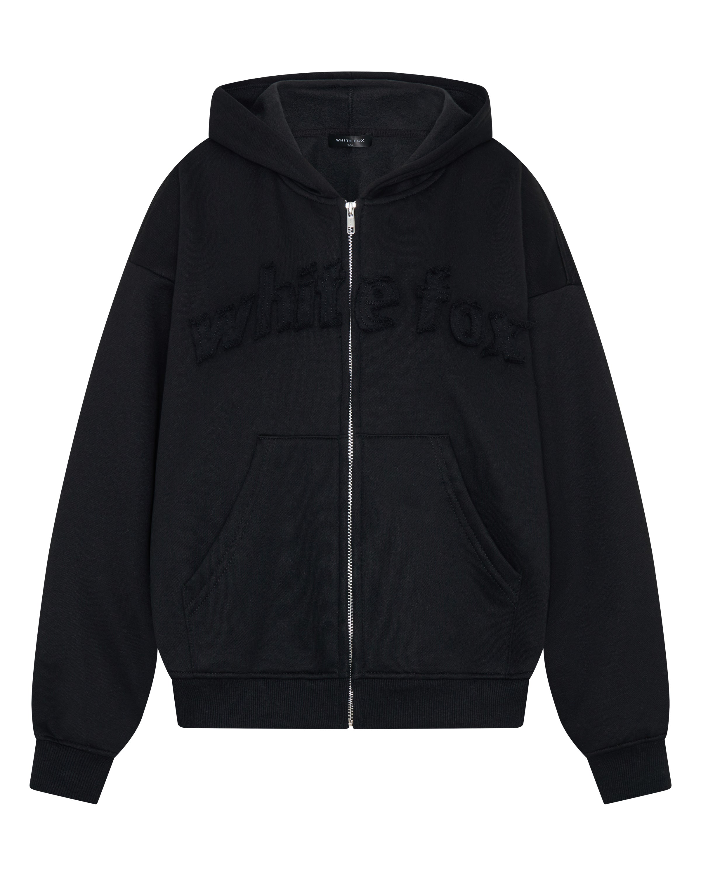 White Fox From The Archives Lexi Boxy Zip Front Hoodie Black