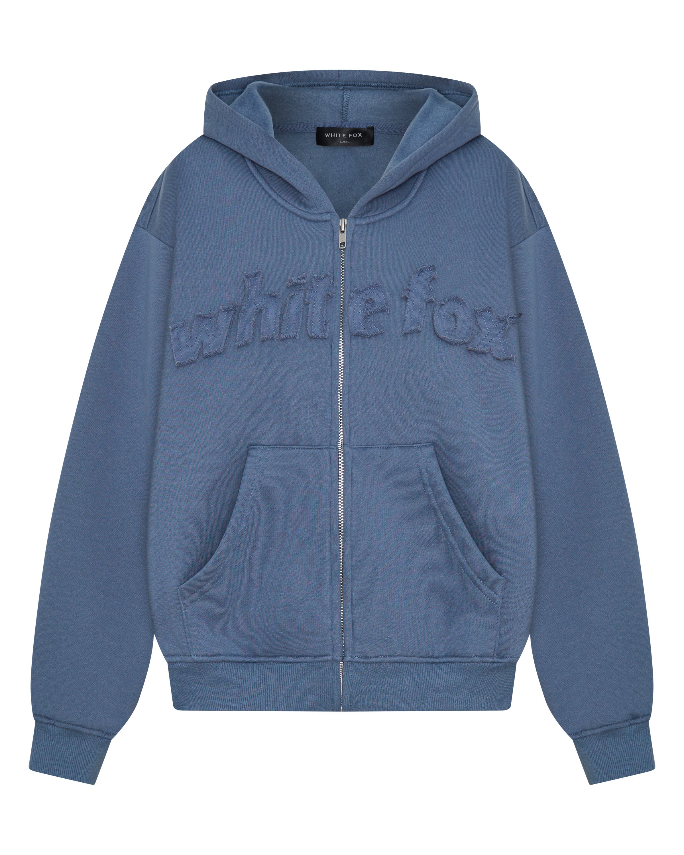 White Fox From The Archives Lexi Boxy Zip Front Hoodie Ocean