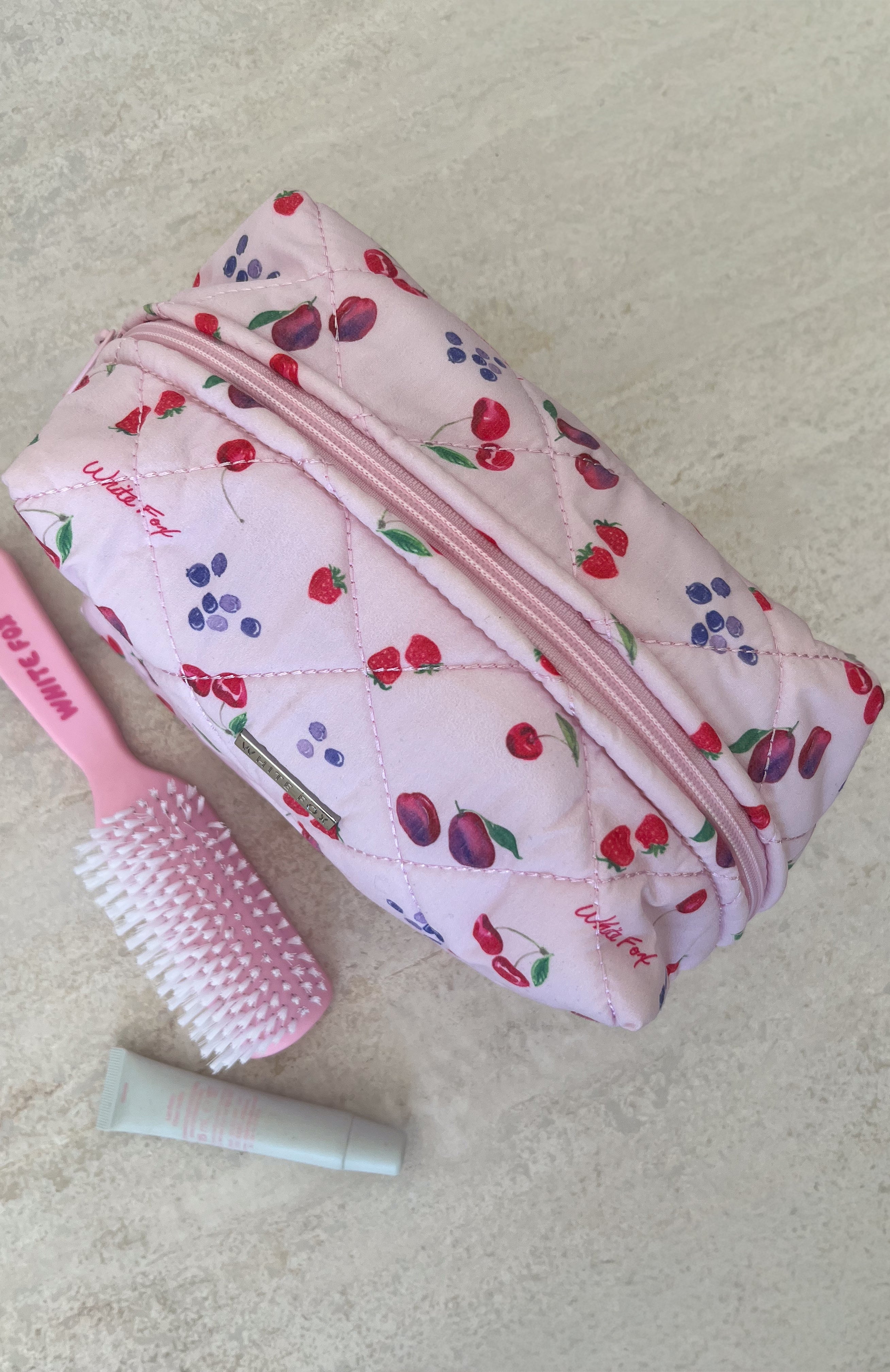 White Fox Getting Ready Cosmetic Bag Pink Berries