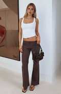 White Fox Getting You Close Pants Chocolate Pinstripe