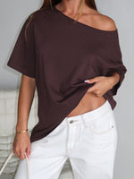 White Fox Give Me Options Off Shoulder Tee Chocolate