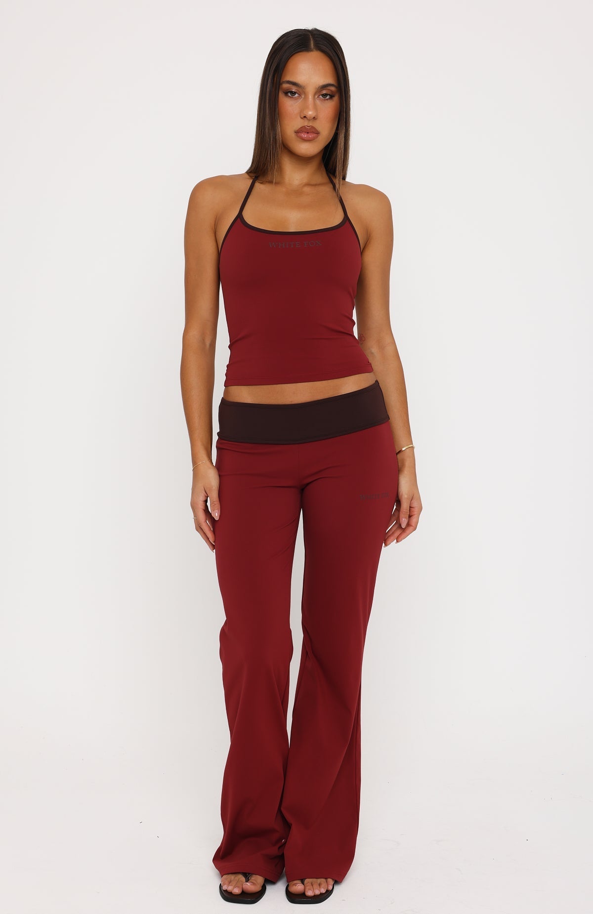 White Fox Glow Game Flare Pants Red
