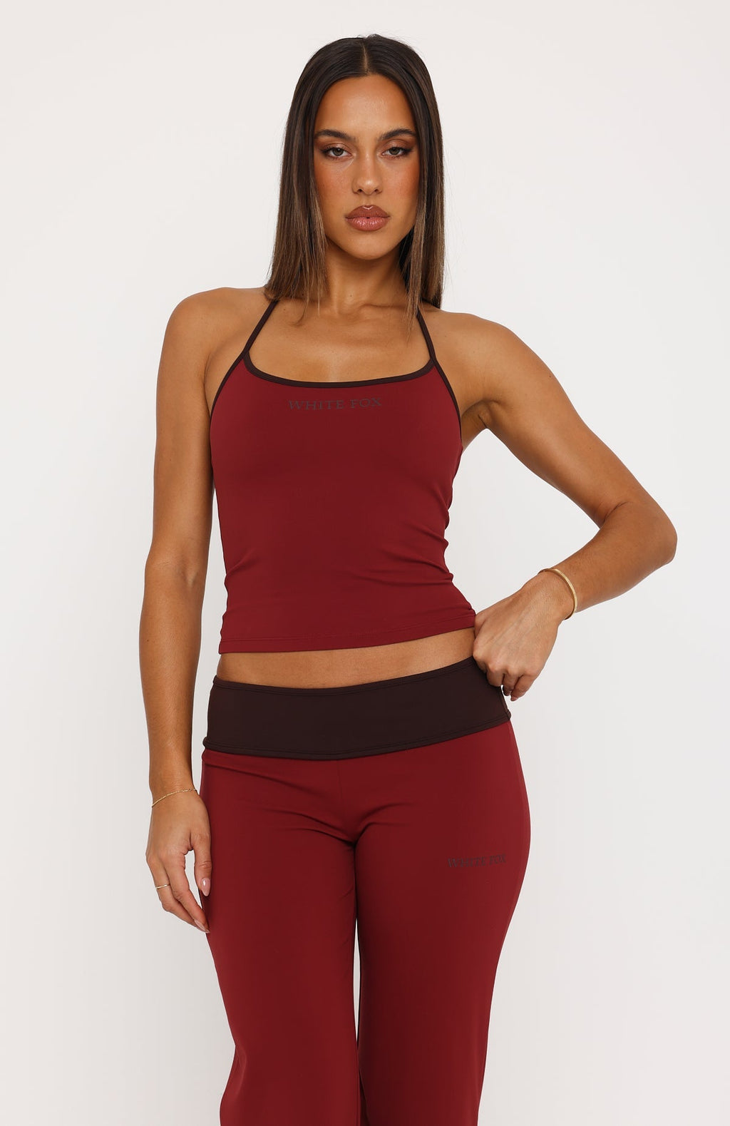 White Fox Glow Game Halter Top Red
