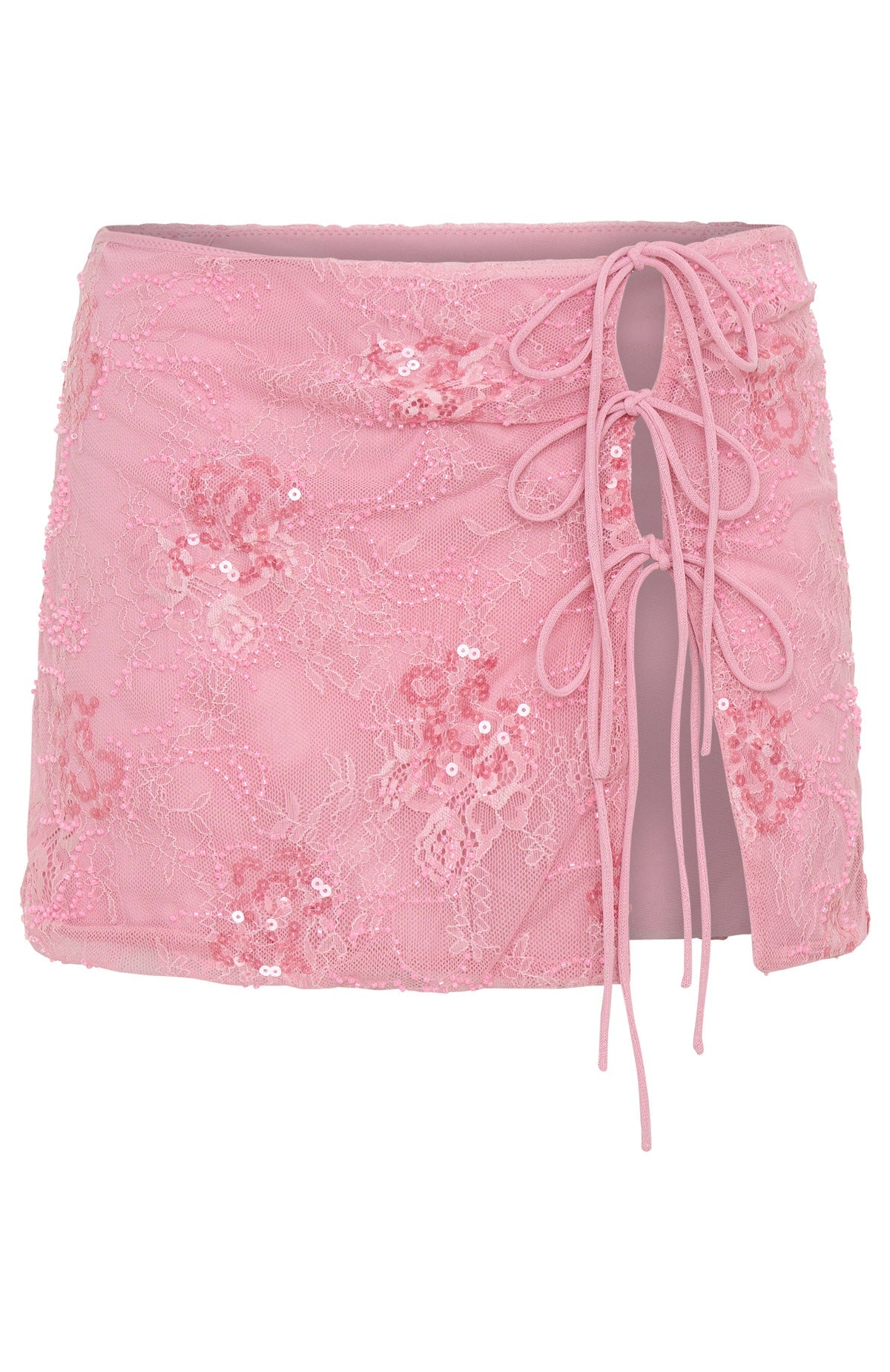 White Fox Goddess You Sequin Mini Skirt Pink