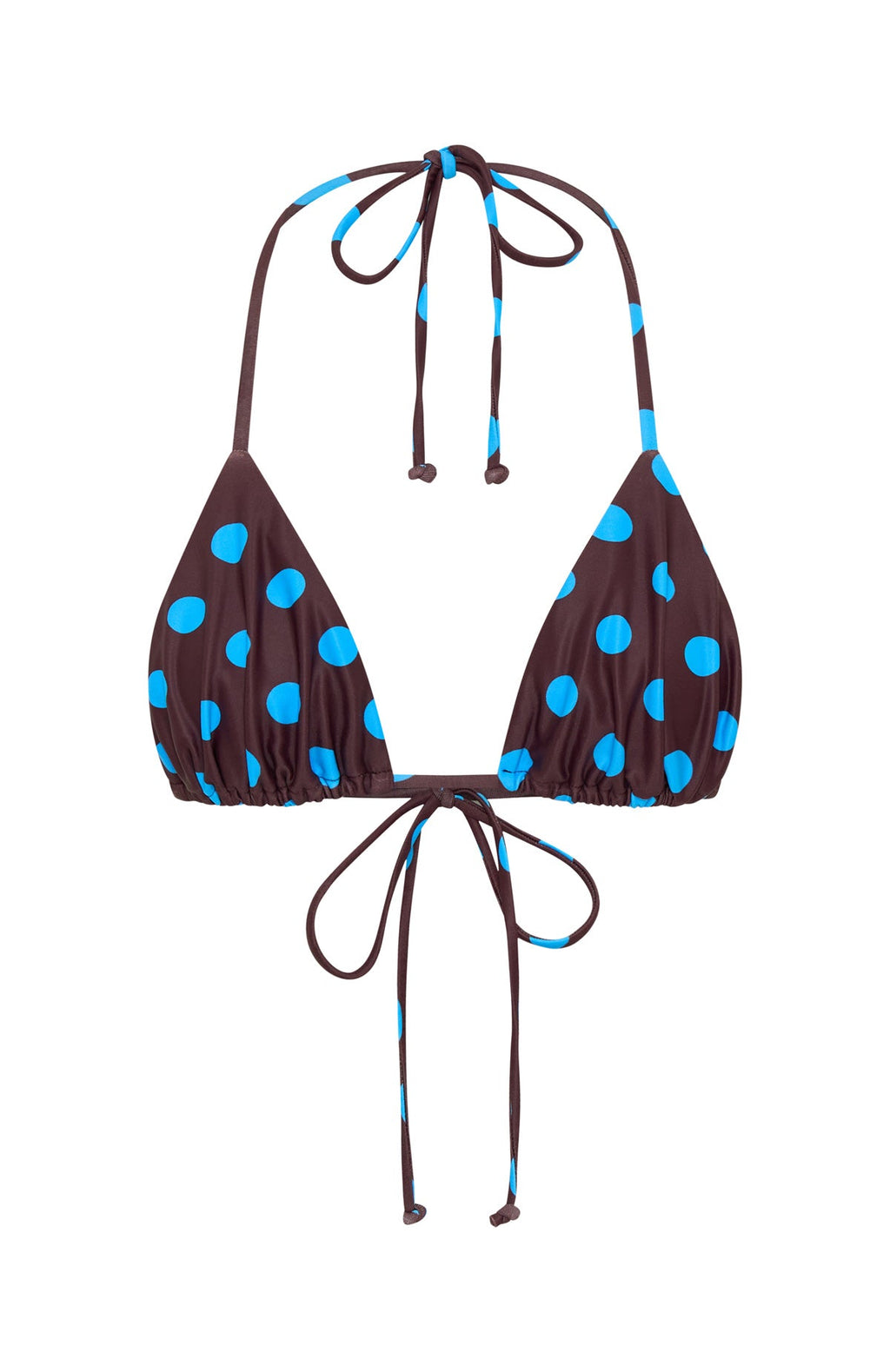 White Fox Golden Hour Bikini Top Cocoa Blue Polka Dot