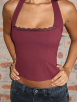 White Fox Good Feels Halter Top Burgundy