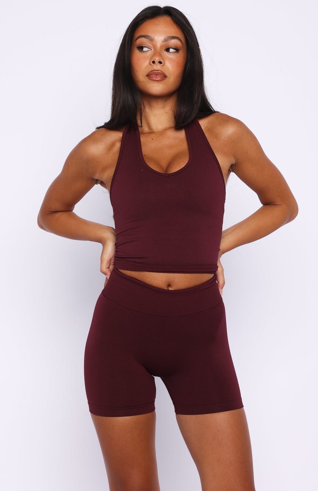White Fox Zoom Seamless Shorts Merlot