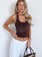 White Fox Honey Hustle Halter Top Chocolate