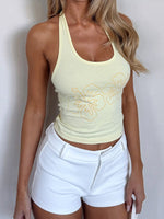 White Fox Honey Hustle Halter Top Lemon