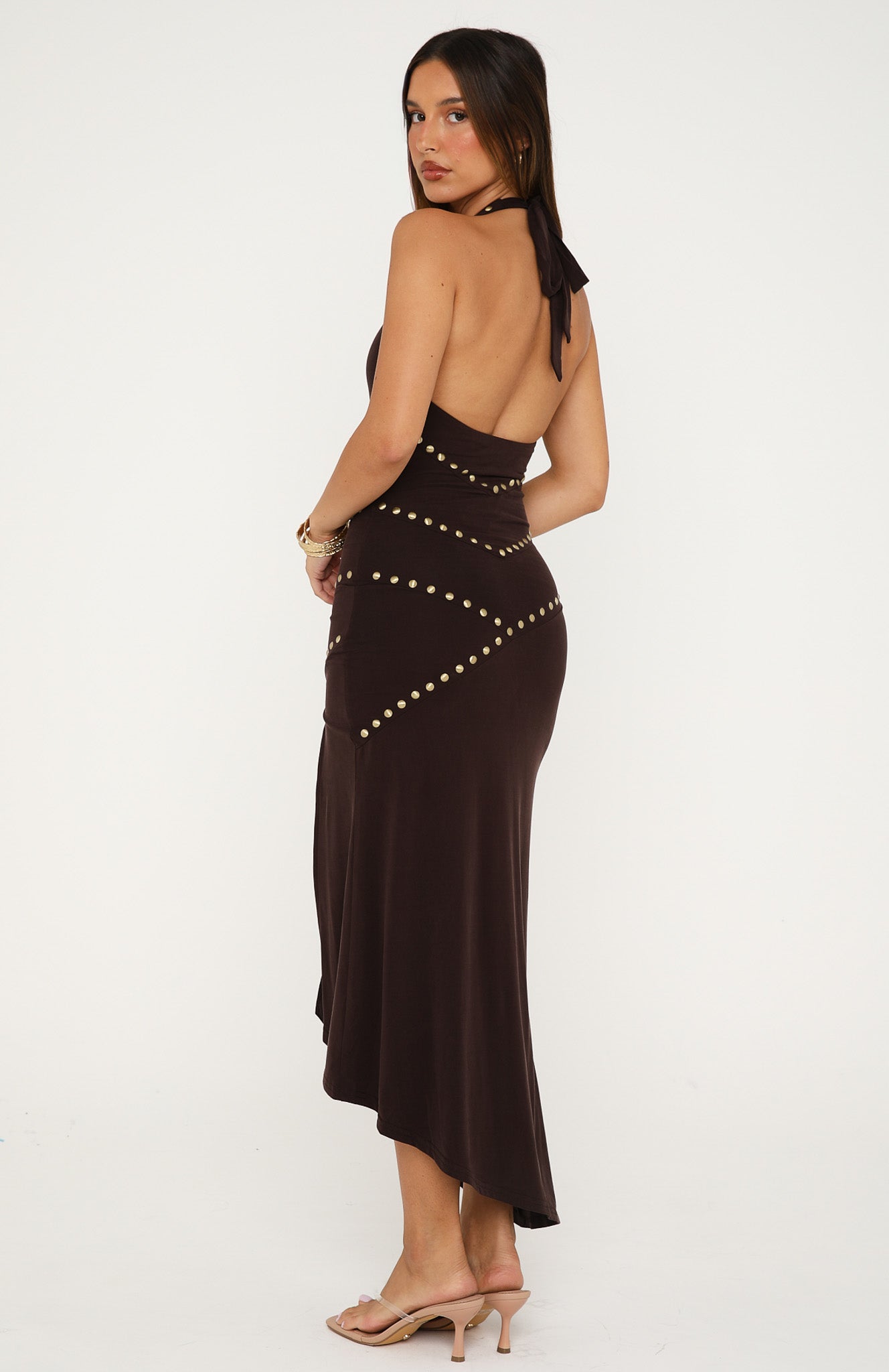 White Fox Hot To Handle Midi Dress Chocolate