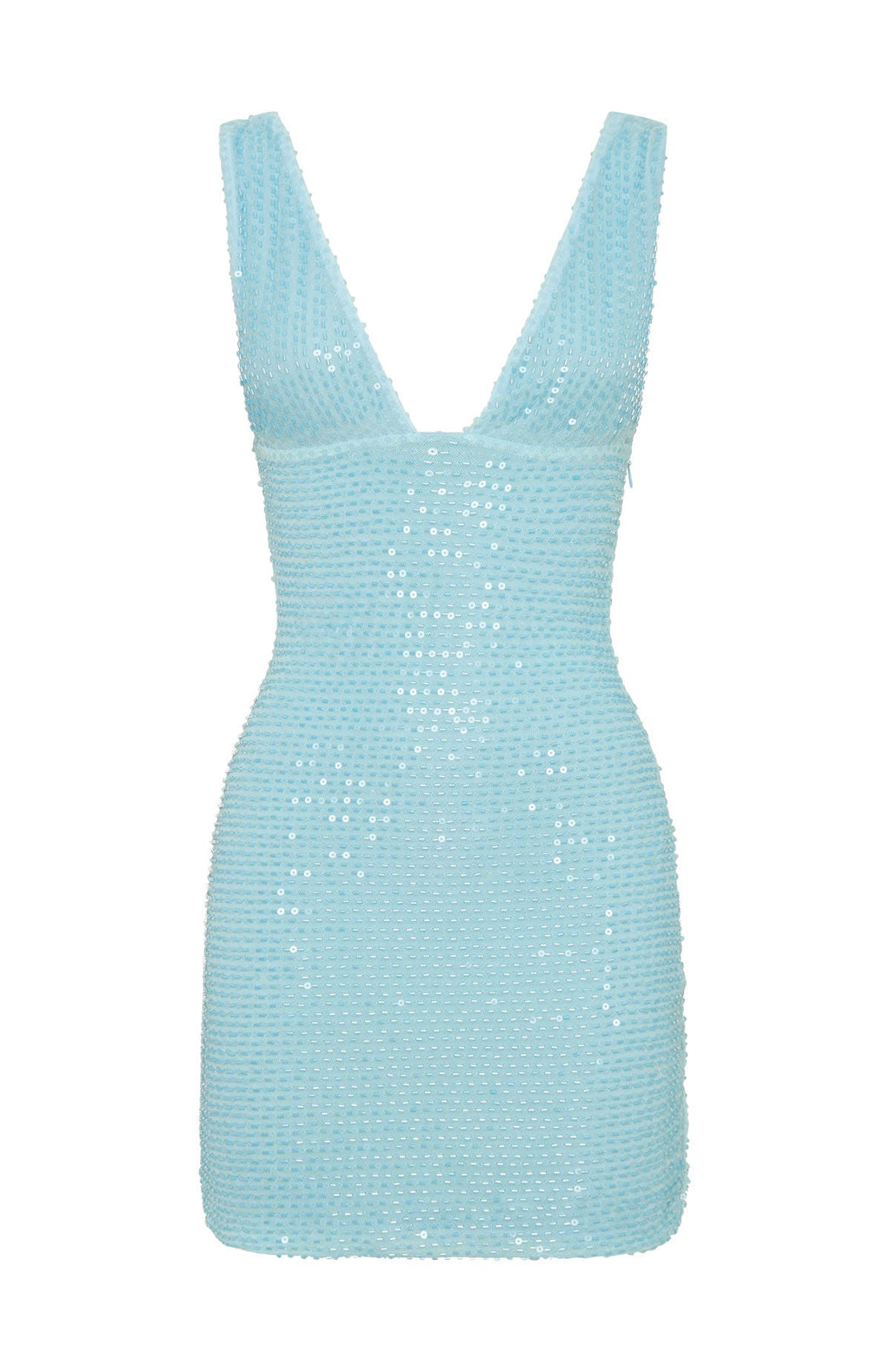 White Fox I Believe In You Beaded Mini Dress Baby Blue