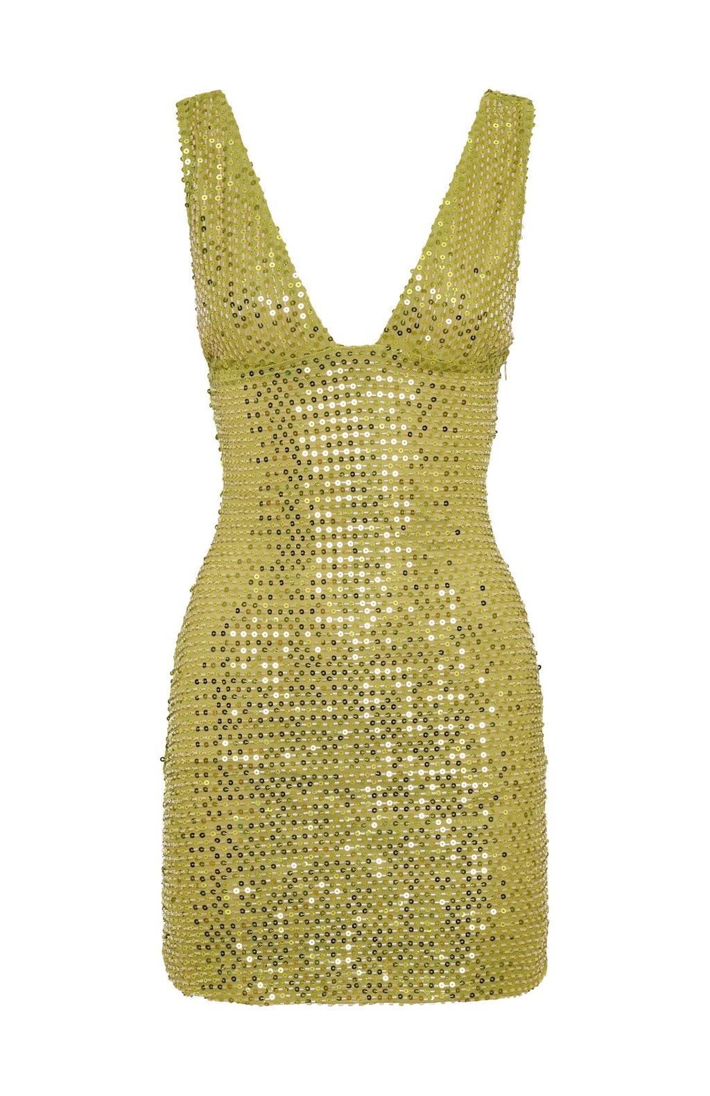 White Fox I Believe In You Beaded Mini Dress Chartreuse