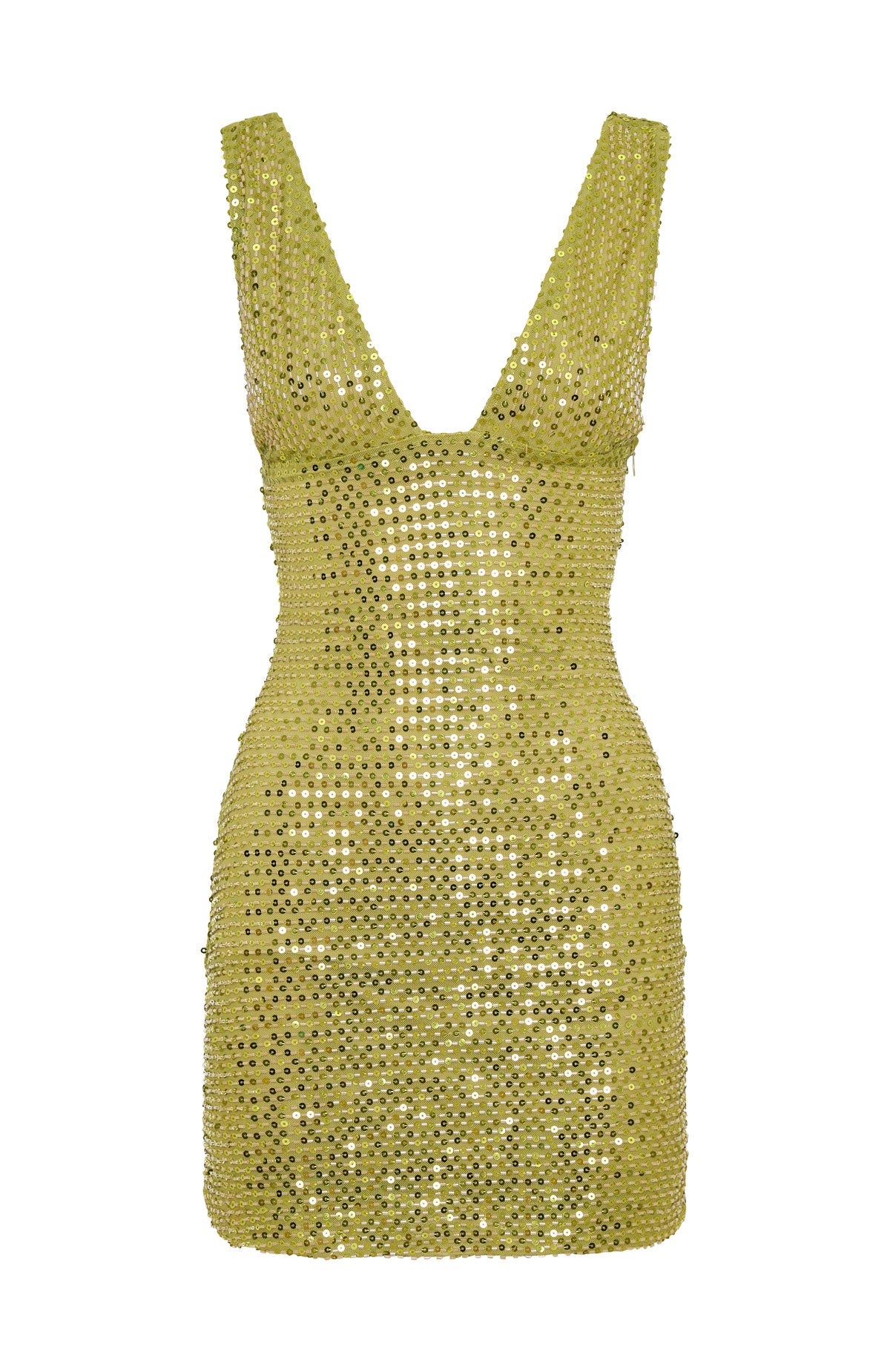 White Fox I Believe In You Beaded Mini Dress Chartreuse