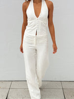 White Fox I Don't Compete Straight Leg Pants White