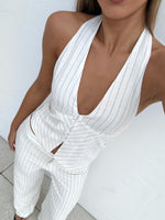 White Fox I Don't Compete Halter Top White