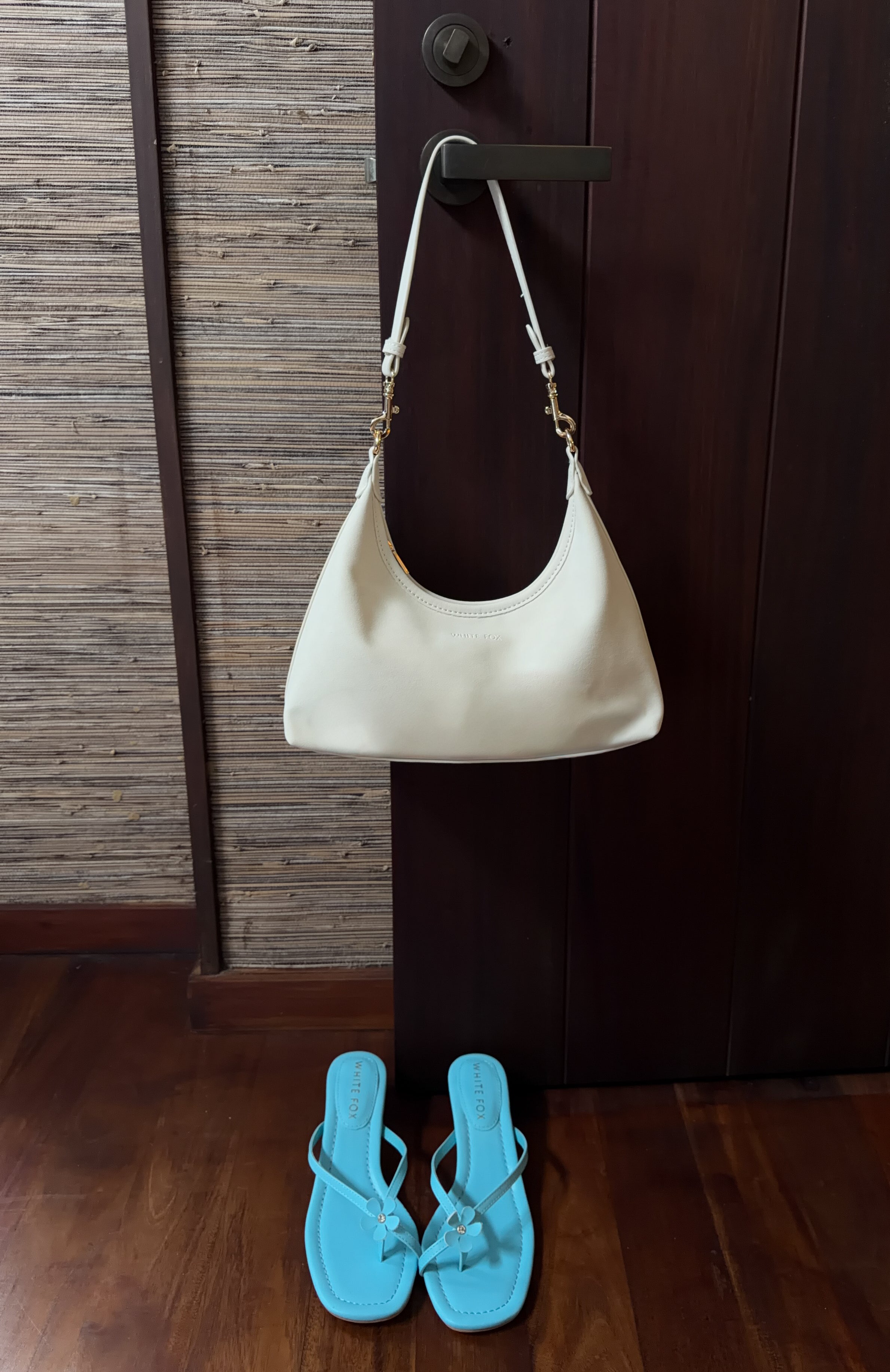 White Fox Jane Shoulder Bag Cream Faux Suede
