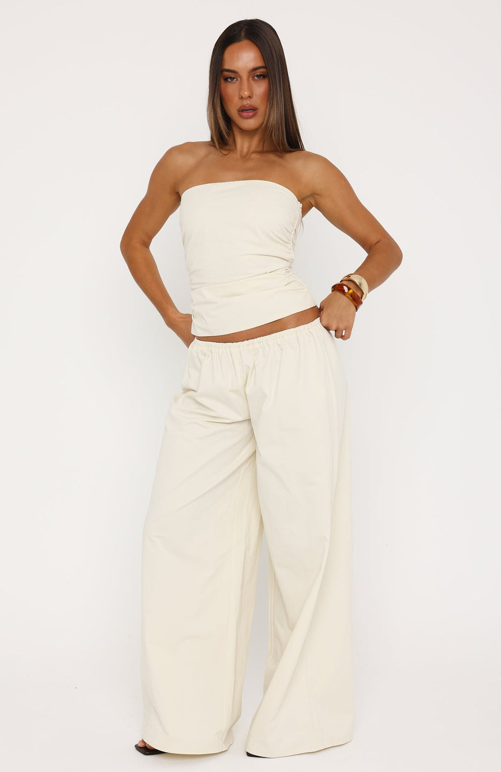 White Fox Just Like This Strapless Top Cream