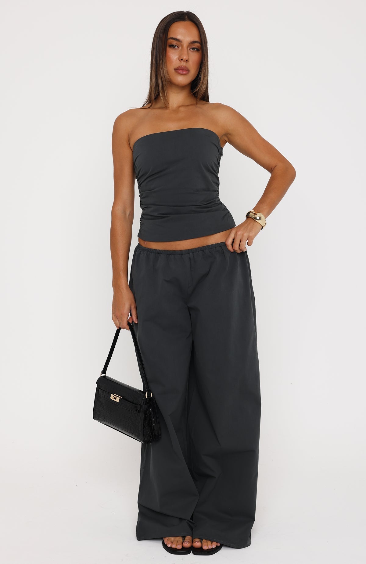 White Fox Just Like This Strapless Top Slate