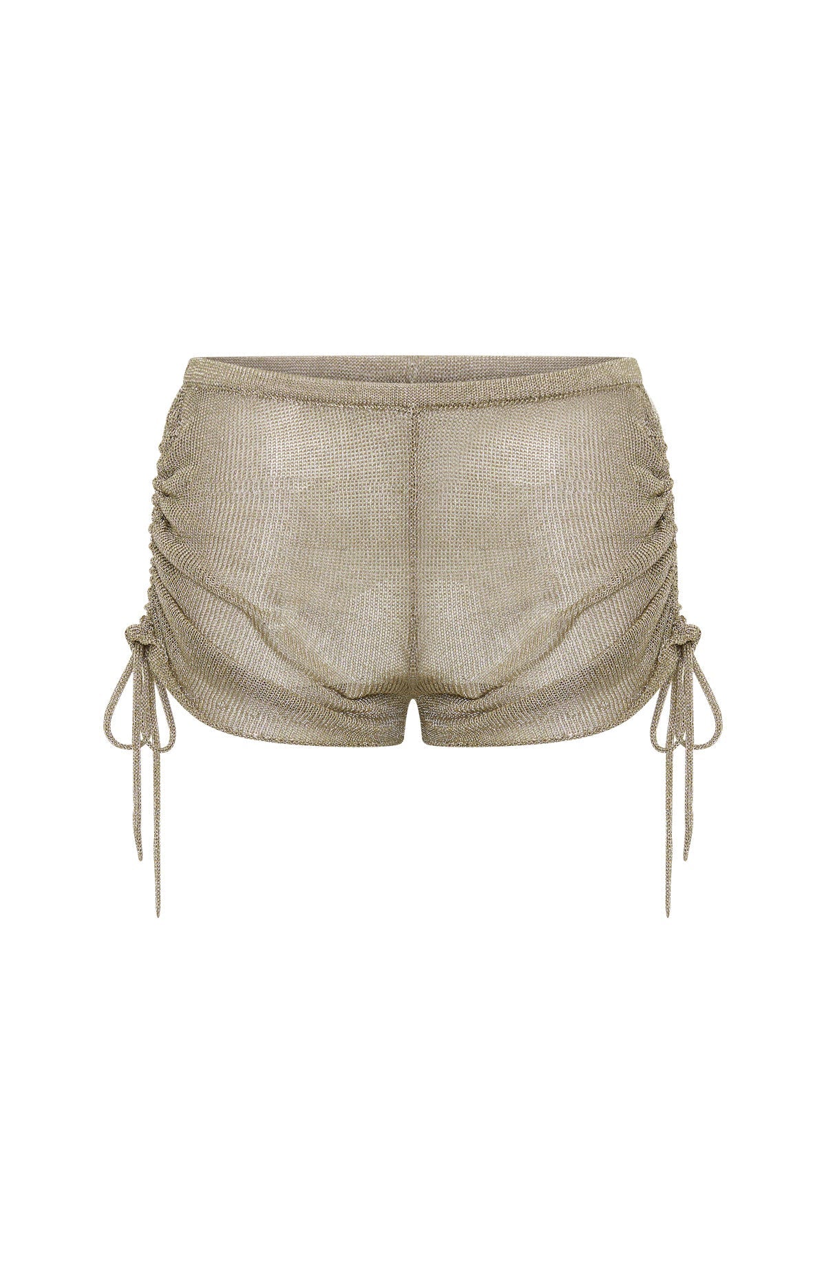 White Fox Just Out Here Knit Booty Shorts Gold