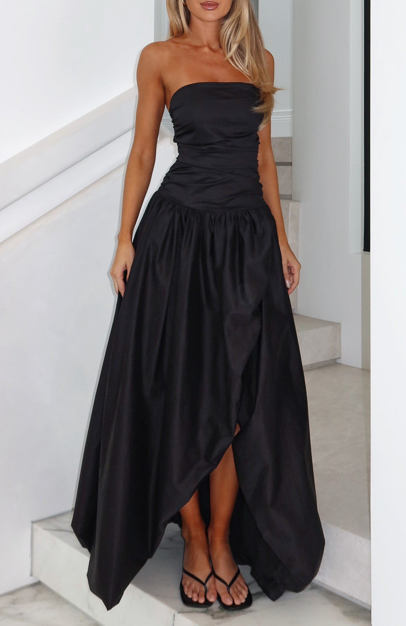 White Fox Keep My Promise Strapless Maxi Dress Black