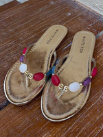 White Fox Kira Beaded Thong Sandals Gold