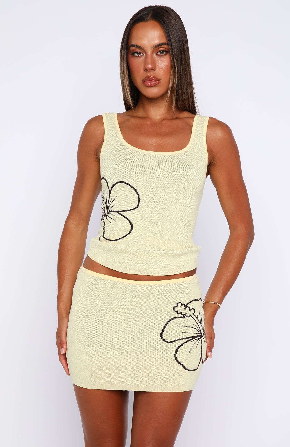 White Fox Kiss Me Later Knit Top Lemon