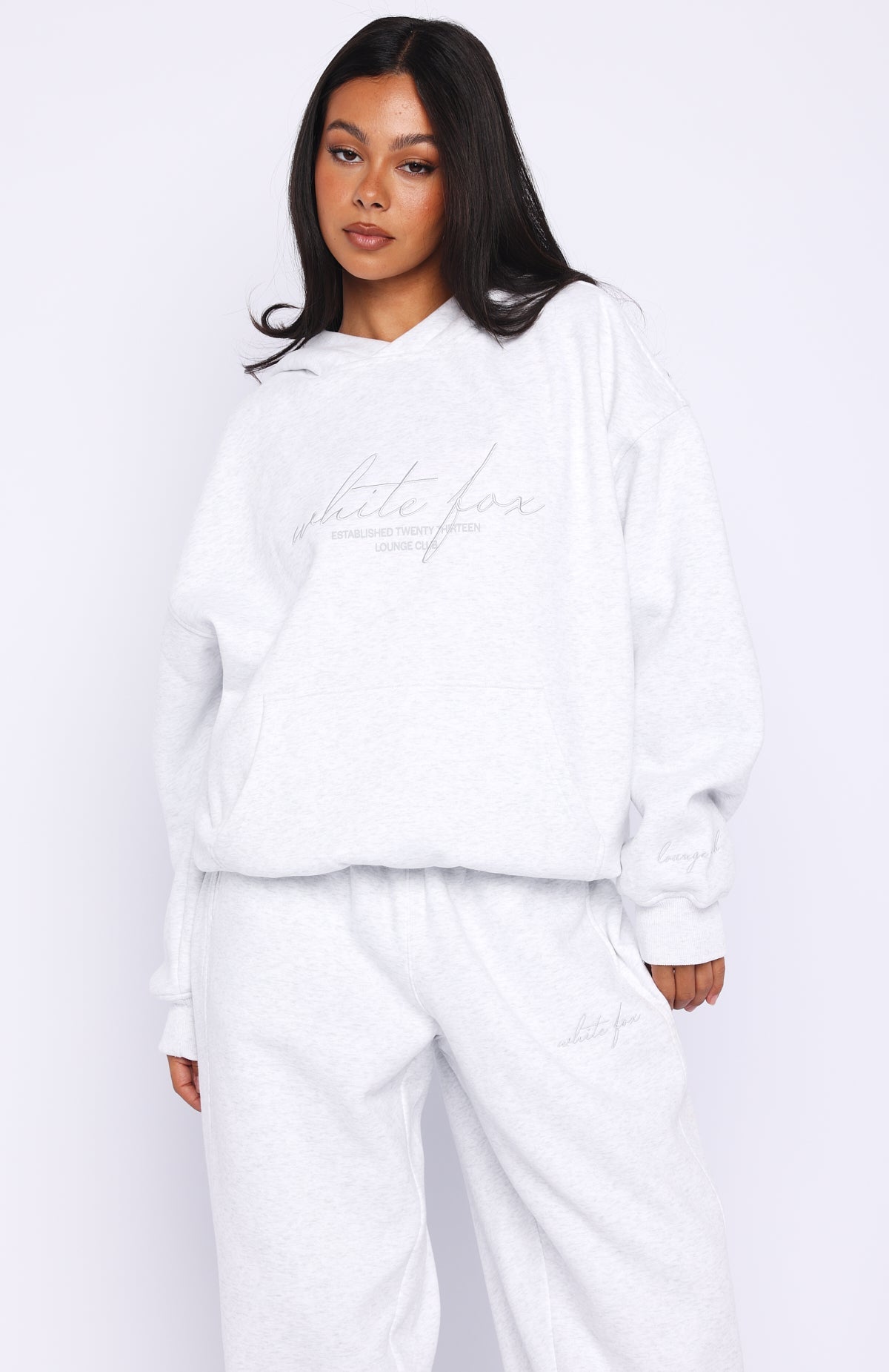 White Fox Know What You Want Oversized Hoodie Grey Marle
