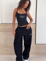 White Fox Know What You Want Barrel Leg Sweatpants Black