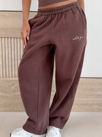 White Fox Know What You Want Barrel Leg Sweatpants Chocolate